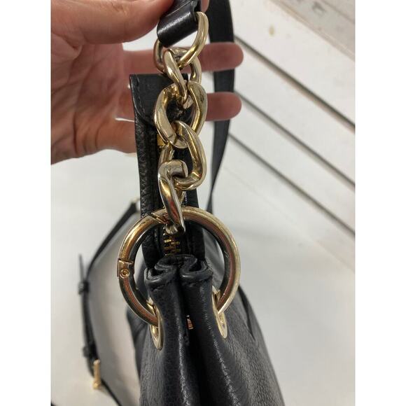 MICHAEL KORS MEDIUM SIZE BLACK PEBBLED LEATHER CROSSBODY BAG - Picture 13 of 16